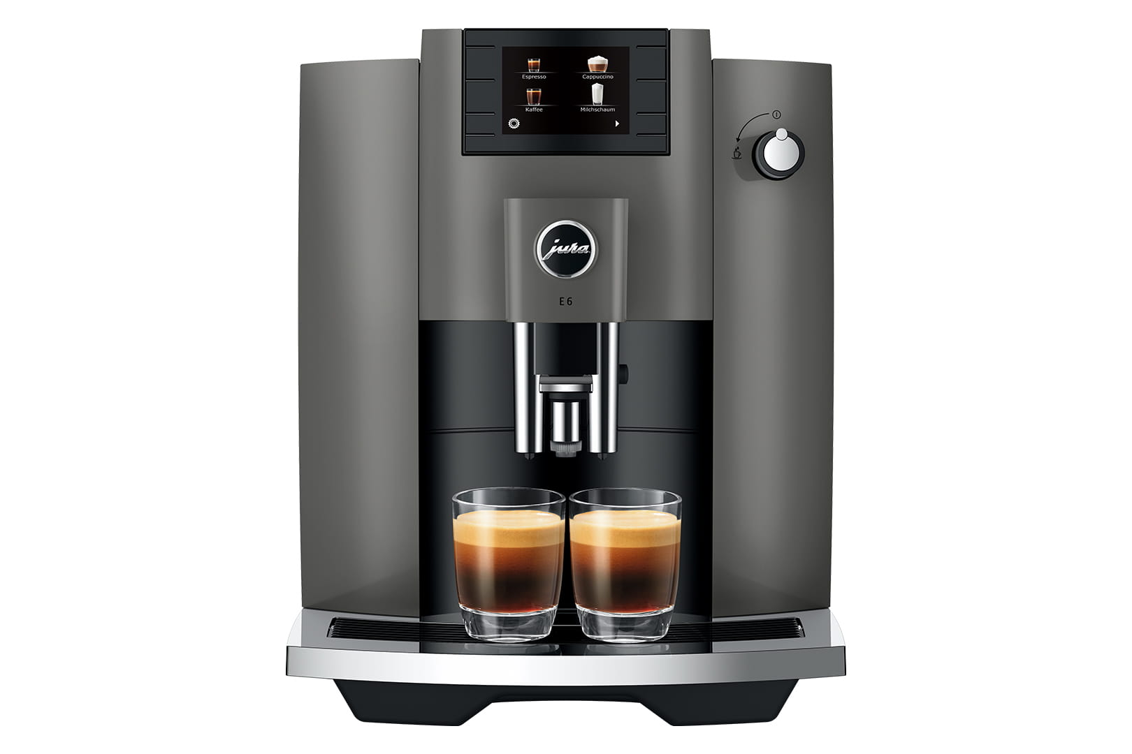 Jura E6 (EC) Kaffeevollautomat in Dark Inox, Frontansicht
