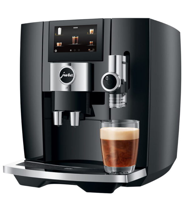 Jura J8 (EA) Kaffeevollautomat in Piano Black, Schrägansicht