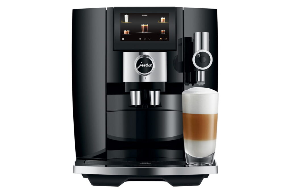 Jura J8 (EA) Kaffeevollautomat in Piano Black, Frontansicht