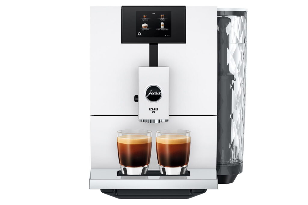 Jura ENA 8 (EC) Kaffeevollautomat in Full Nordic White, Frontansicht