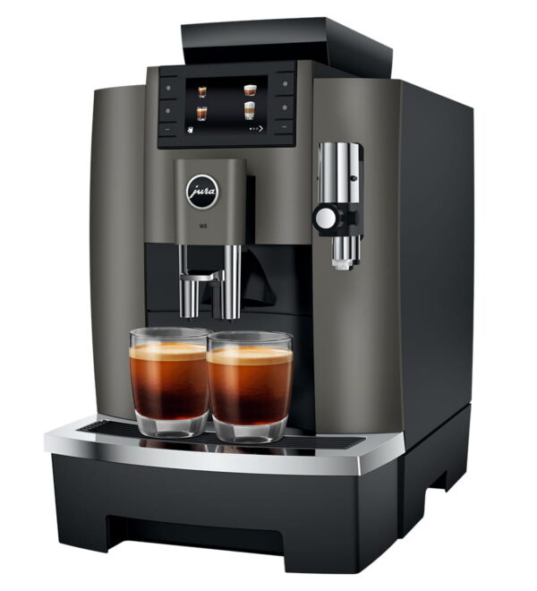 Jura W8 Professional (EA) Kaffeevollautomat in Dark Inox, Schrägansicht