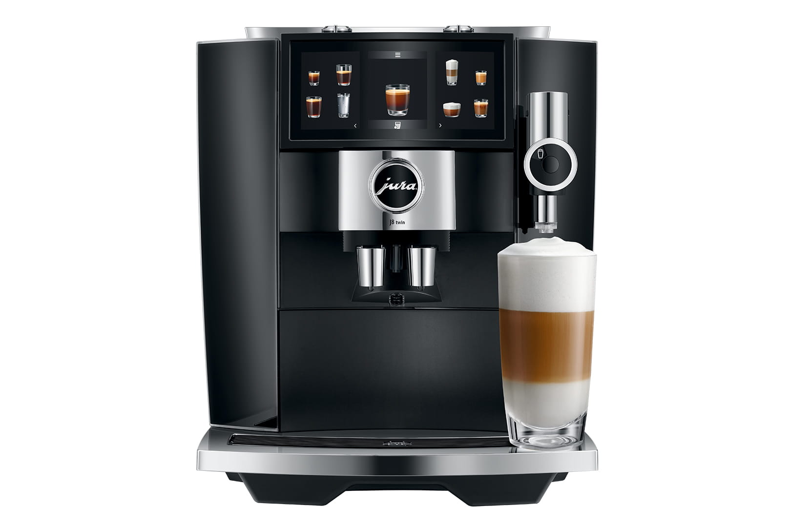 Jura J8 twin (EA) Kaffeevollautomat in Diamond Black, Frontansicht