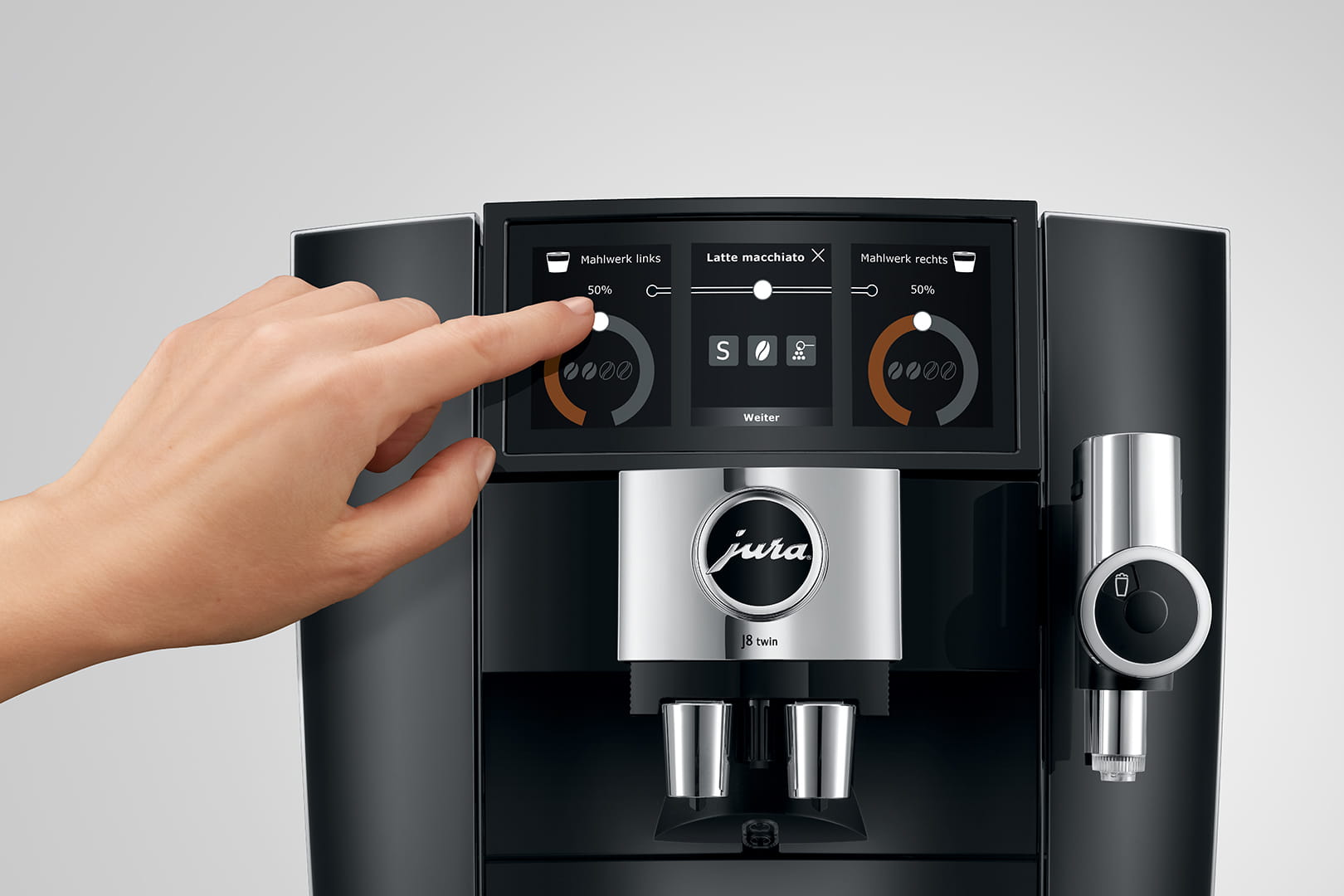Jura J8 twin (EA) Kaffeevollautomat in Diamond Black, Touchdisplay