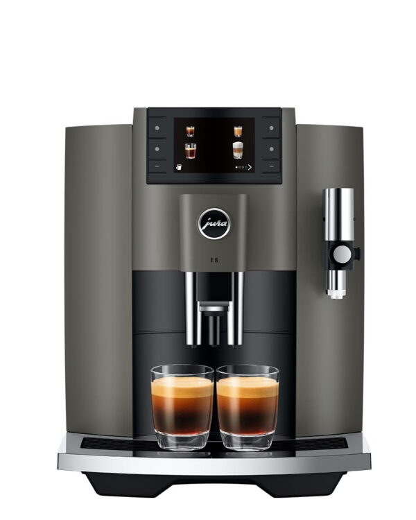 Jura E8 (EC) Kaffeevollautomat in Dark Inox, Frontansicht