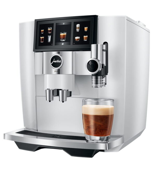 Jura J8 twin (EA) Kaffeevollautomat in Diamond White, Schrägansicht