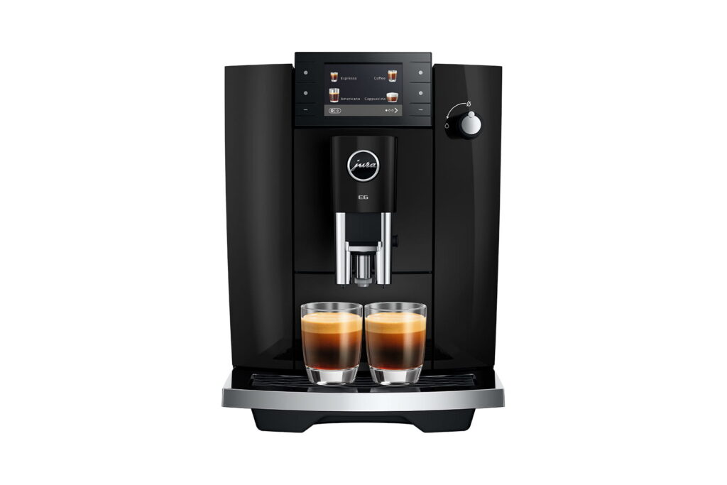 Jura E6 (ED) Kaffeevollautomat in Piano Black, Frontansicht