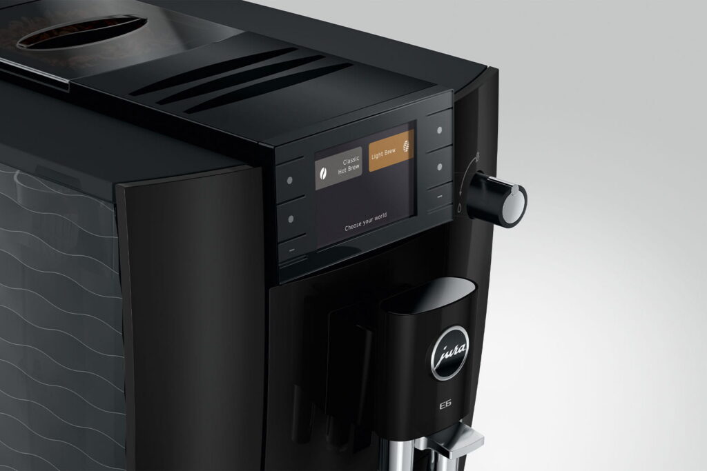 Jura E6 (ED) Kaffeevollautomat in Piano Black, Detailansicht Display