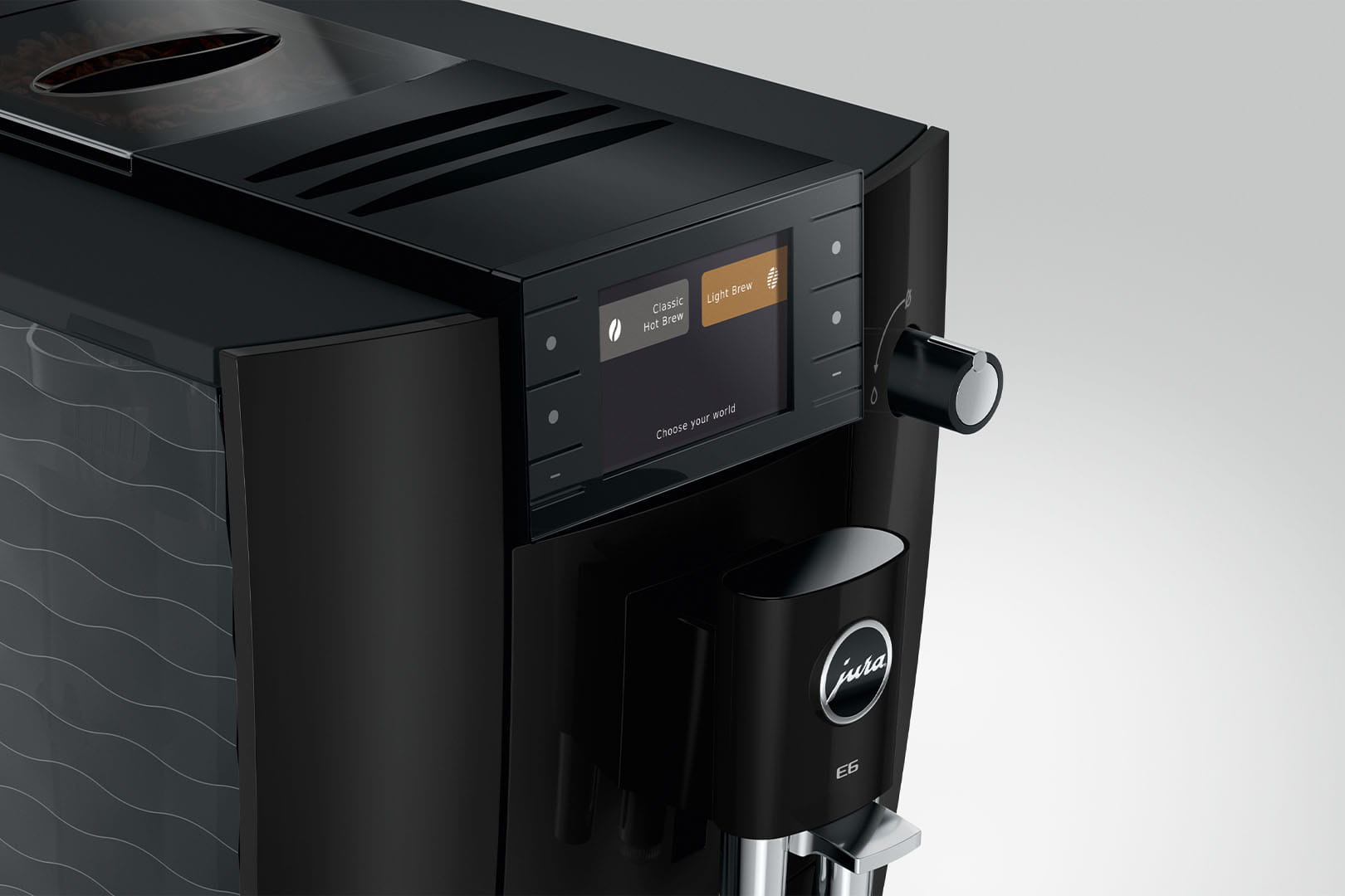 Jura E6 (ED) Kaffeevollautomat in Piano Black, Detailansicht Display