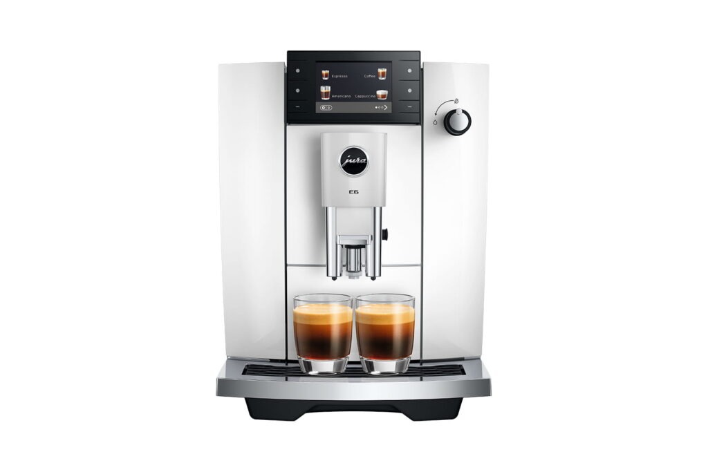 Jura E6 (ED) Kaffeevollautomat in Piano White, Frontansicht