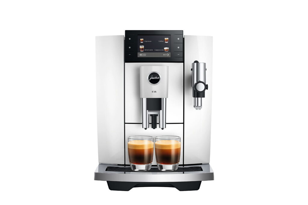 Jura E8 (ED) Kaffeevollautomat in Piano White, Frontansicht