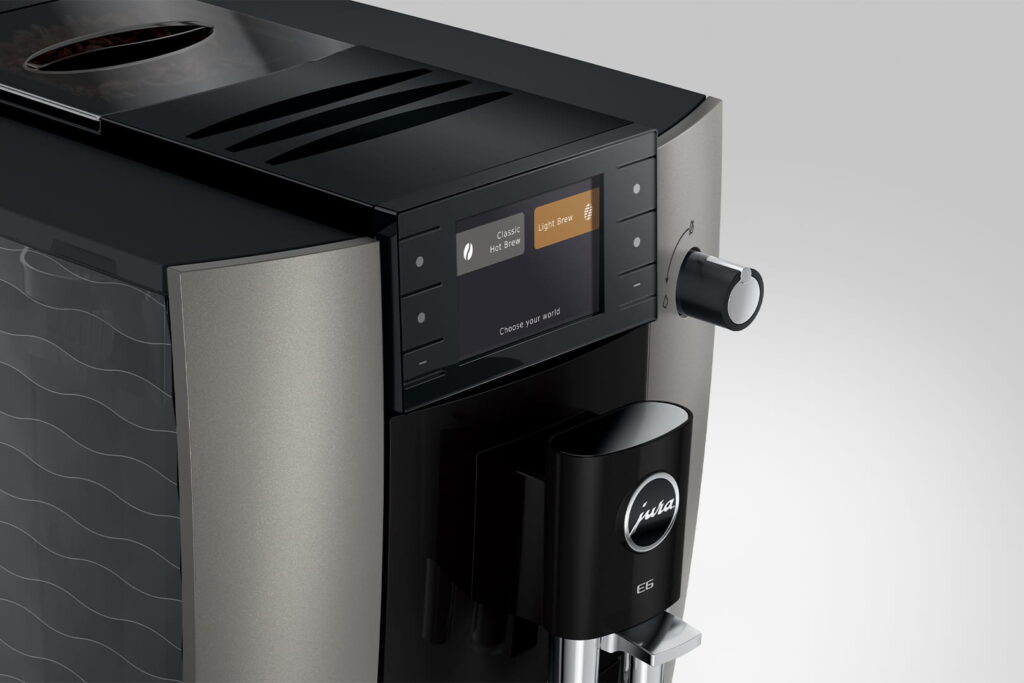 Jura E6 (ED) Kaffeevollautomat in Dark Inox, Detailansicht Display