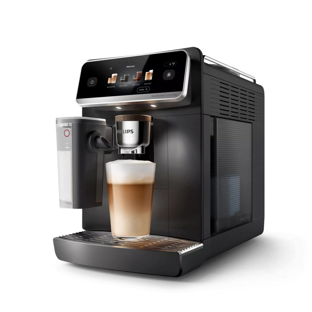 Philips Café Aromis Series 8000 EP8757/12 Kaffeevollautomat in Schwarz, Seitenansicht mit Wassertank