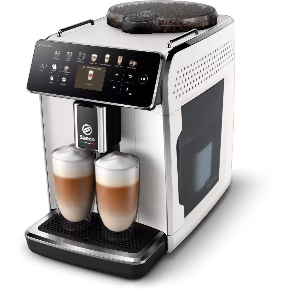Saeco GranAroma SM6580/20 Kaffeevollautomat in Weiß, Seitenansicht