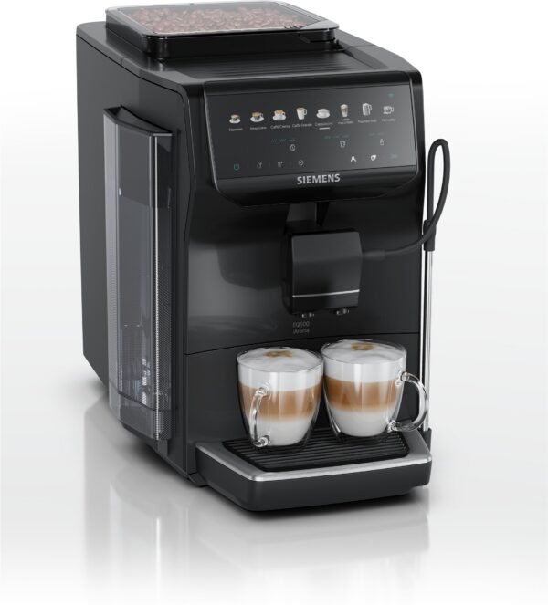 Siemens EQ500 iAroma TP553E19 Kaffeevollautomat in Klavierlack Schwarz, Frontansicht