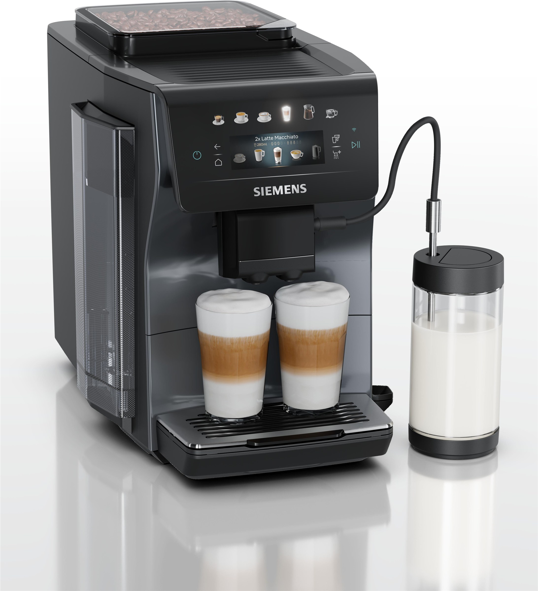 Siemens EQ600 iAroma TP603EF6 Kaffeevollautomat in Silber, Frontansicht