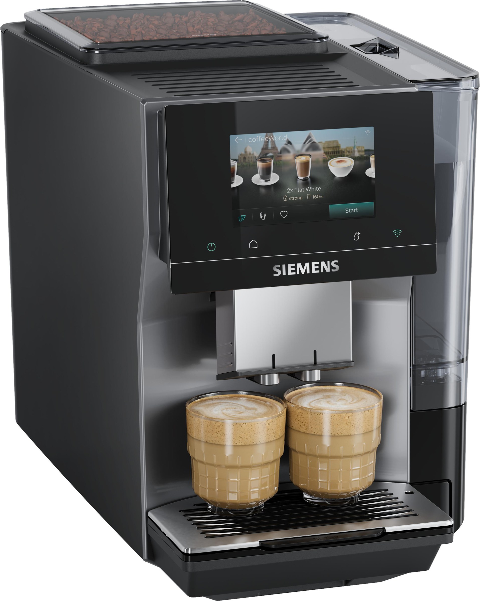 Siemens EQ700 iAroma TP725E01 Kaffeevollautomat in Grau, Frontansicht