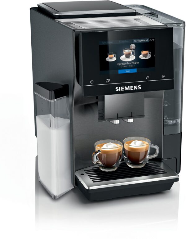 Siemens EQ.700 integral TQ717DF5 Kaffeevollautomat in Dark Inox, Frontansicht – Baureihenbild