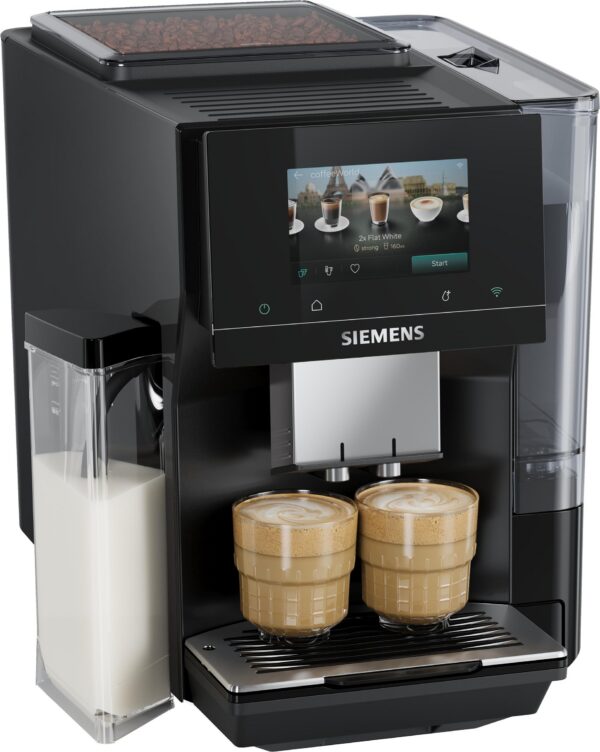 Siemens EQ700 iAroma TQ725E03 Kaffeevollautomat in Schwarz, Frontansicht