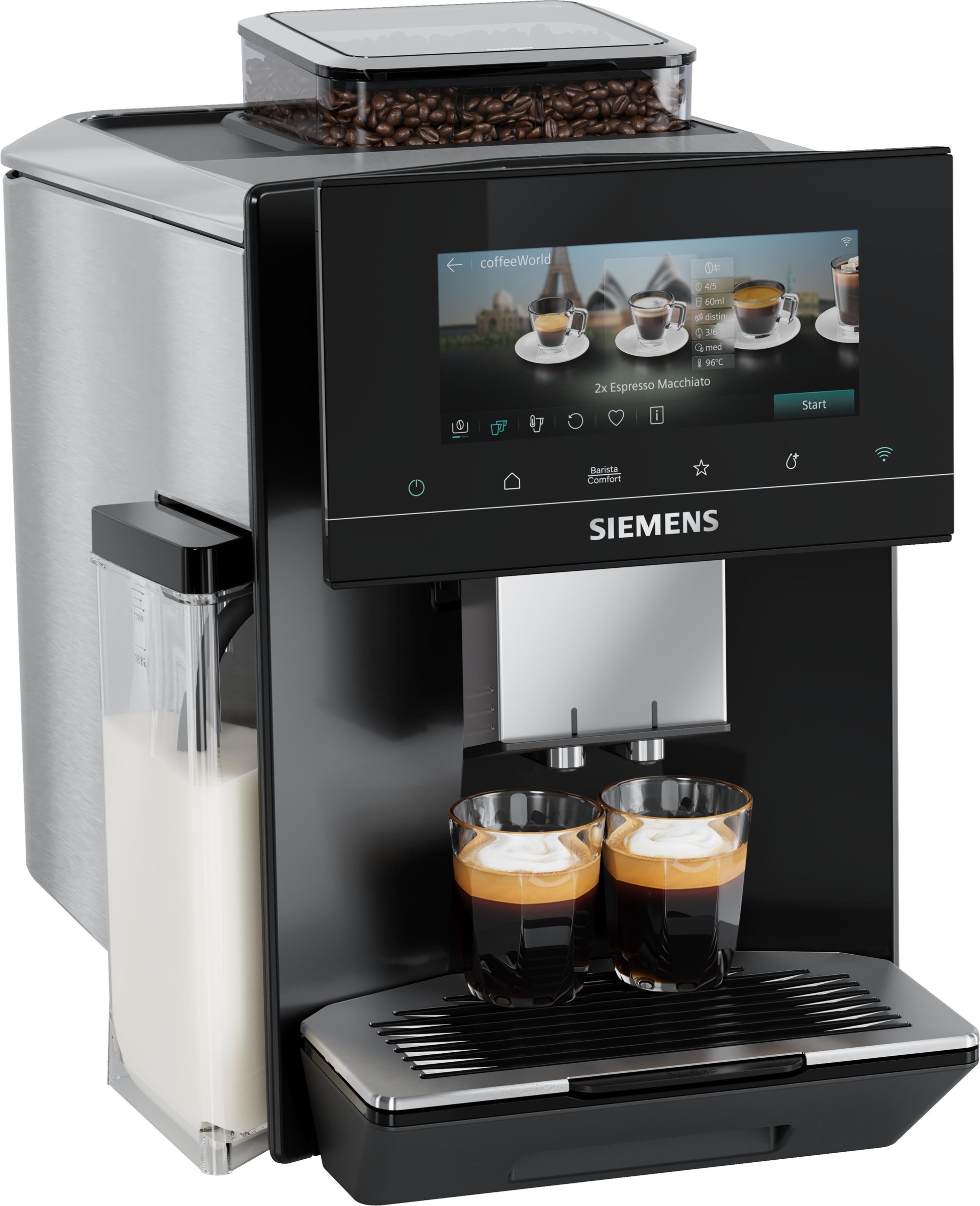 Siemens EQ900 iAroma TQ925EF9 Kaffeevollautomat in Klavierlack Schwarz, Frontansicht
