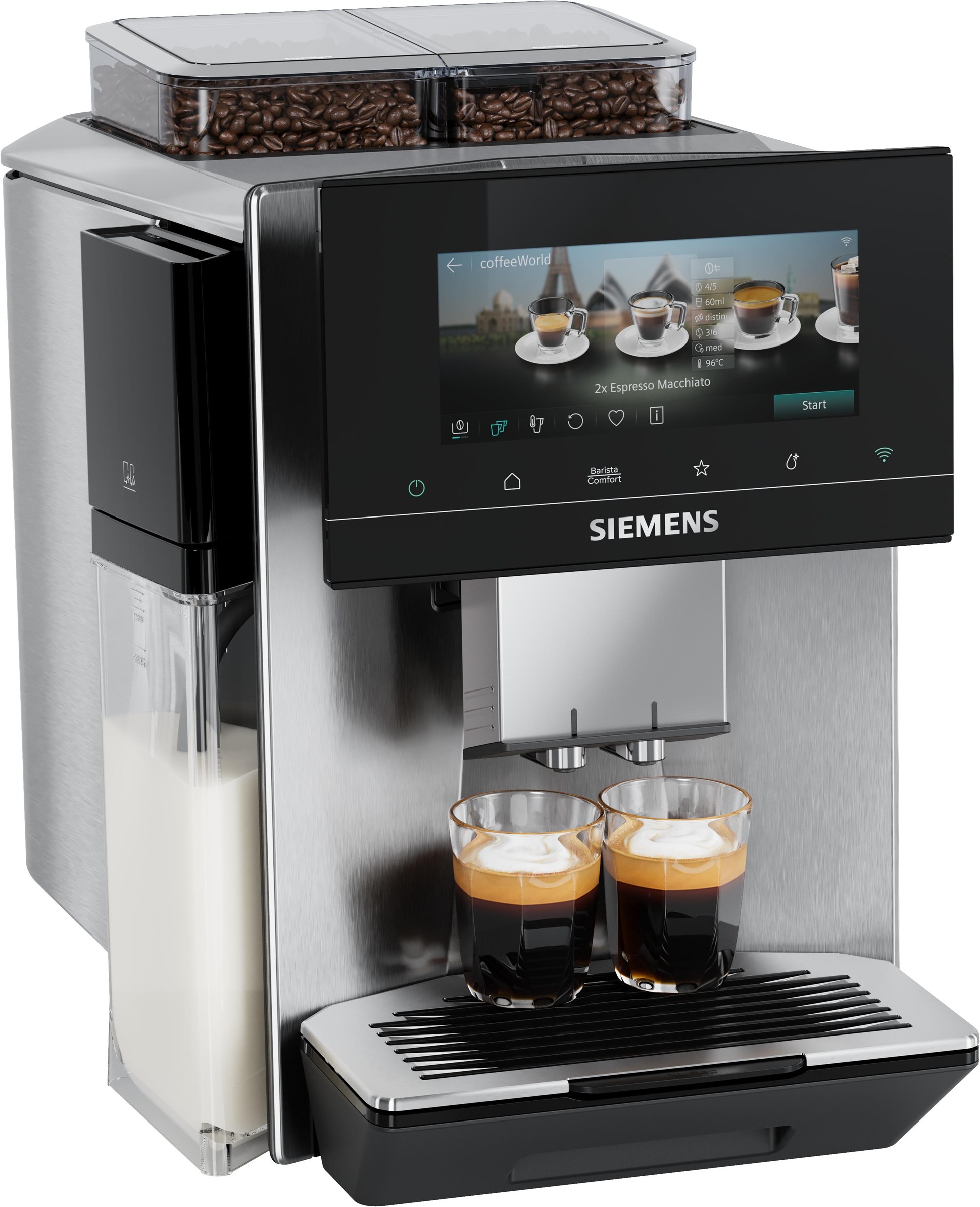 Siemens EQ900 plus iAroma TQ927FZ3 Kaffeevollautomat in Edelstahl, Frontansicht